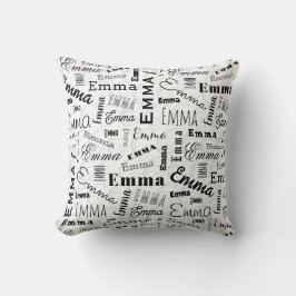 Emma Custom Name Black White Kudde