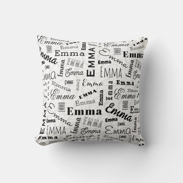 Emma Custom Name Black White Kudde (Framsida)