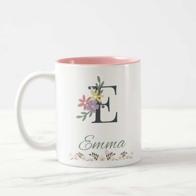 Emma Elegant Rosa Blommigt Mugg (Vänster)