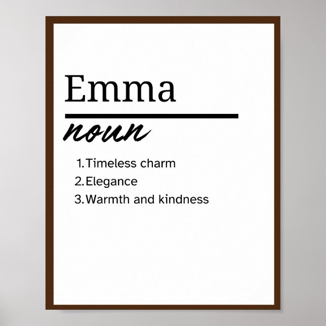 Emma, Girl Personlig Namn Definition Poster (Framsidan)