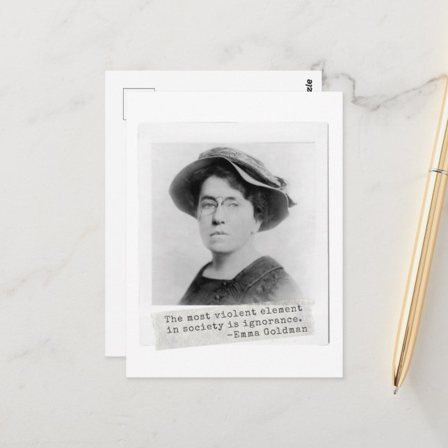 Emma Goldman Quote - Ignorance - Women's Activism Vykort (Fram/Back In Situ)