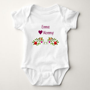Emma Hearts Kärlek Mamma Twillingars Flowers Birds T Shirt