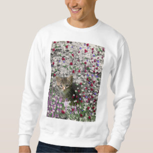 Emma i blommor II, lite grå Tabbykattunge Lång Ärmad Tröja