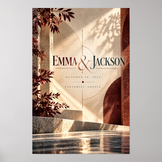 Emma & Jackson Personlig Bröllopssmycke Vägg  Poster (Framsidan)