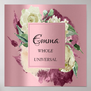 Emma Namn Betydelse Marsala Rosor Bröllopsdusch Poster