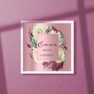 Emma Namn Betydelse Royal Roses Mint Rosa Poster