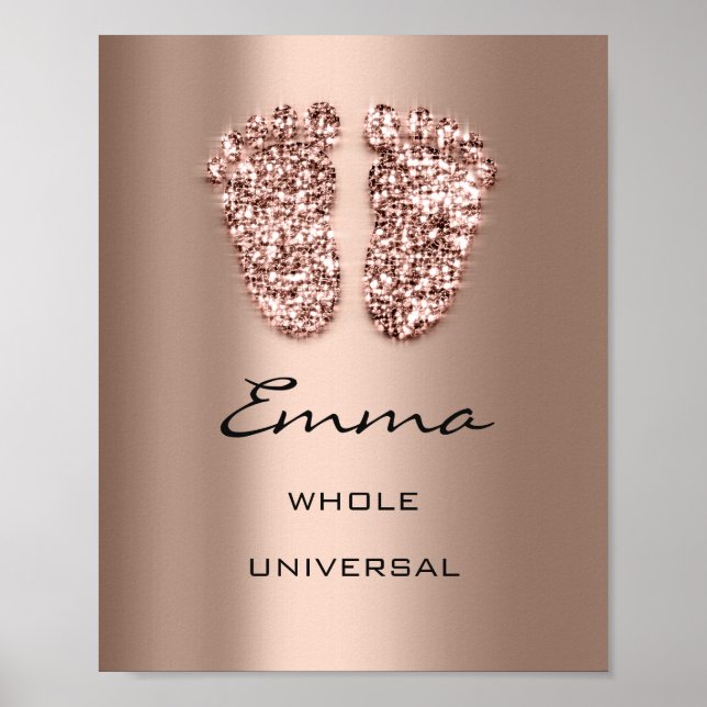 Emma Namn: Nyfödd bebis Feet Ro Glitter Poster (Framsidan)