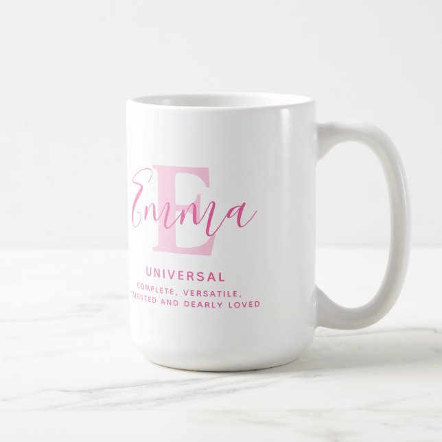 Emma namn, rosa i monogram kaffemugg (Höger)