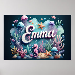 Emma Ocean Nursery Wall Art Underwater Animals Poster