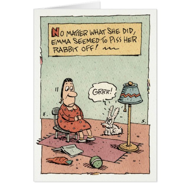 Emma och henne kanin hälsningskort (Framsidan)