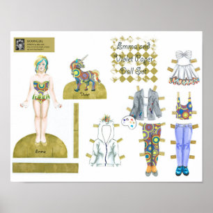 Emma och Violet Papper Doll Set - Play eller Visni Poster