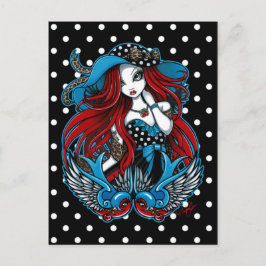 Emma Rockabilly Svälj Tattoo Angel Postcard Vykort
