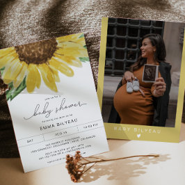 EMMA Rustic Solros Blommigt Land Baby Shower Inbjudningar