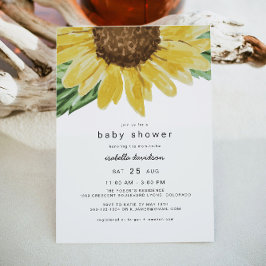 EMMA Rustic Solros Land Baby Shower Inbjudningar
