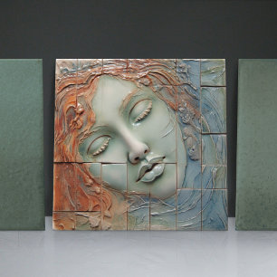 EMMA Sage Abstrakt Square Collection Faux Relief Kakelplatta