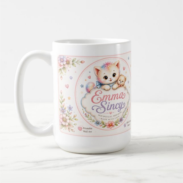 Emma Sincy Logotyp Keramikkopp Kaffemugg (Vänster)