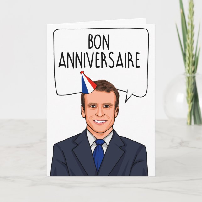 EMMANEUL MACRON: Bon Anniversaire Kort (Framsida)