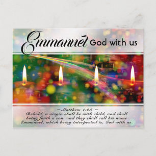 Emmanuel God med oss Matthew 1:23 Julbibel Vykort