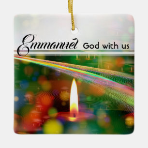 Emmanuel Gud med oss Matthew 1:23 julbibel Julgransprydnad Keramik