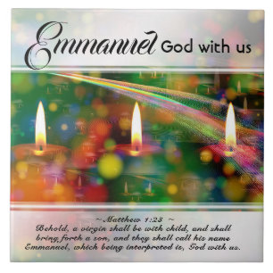 Emmanuel Gud med oss Matthew 1:23 julbibel Kakelplatta