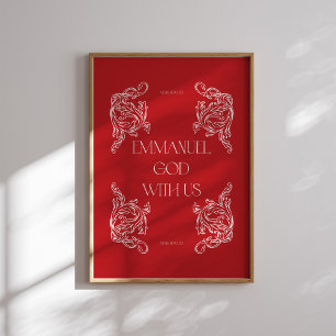 Emmanuel Gud med oss Red Christian Poste Poster