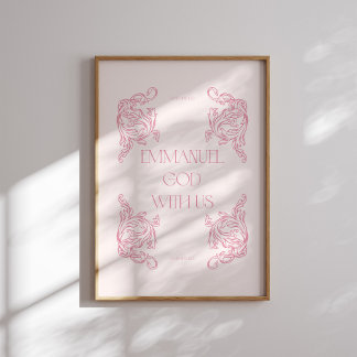Emmanuel Gud med oss Rosa Christian jul Poster