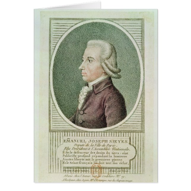Emmanuel Joseph Sieyes Hälsningskort (Framsidan)