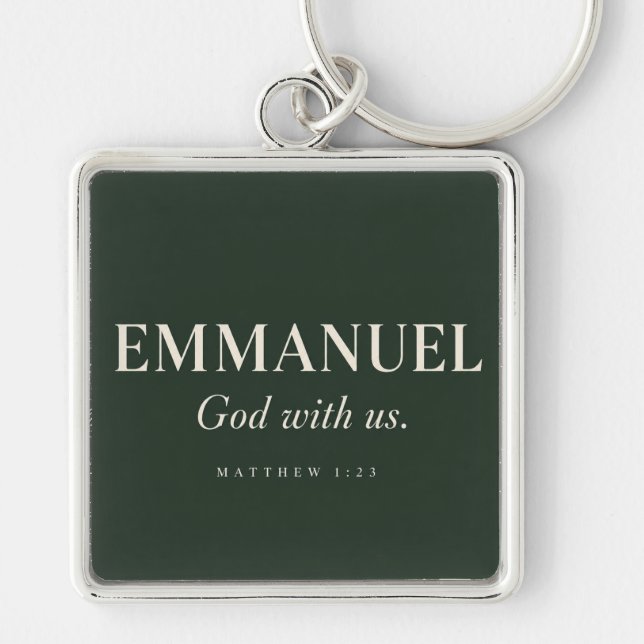 EMMANUEL | Matteus 1:23 | Jul Fyrkantig Silverfärgad Nyckelring (Framsidan)