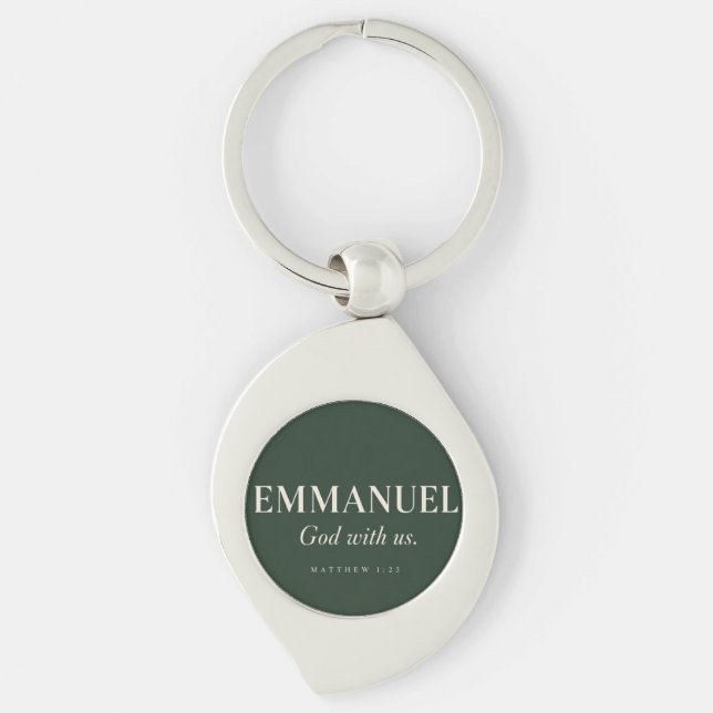 EMMANUEL | Matteus 1:23 | Jul Swirl Silverfärgad Nyckelring (Framsidan)