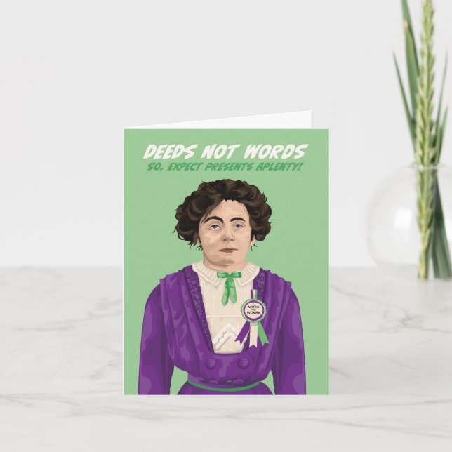 Emmeline Pankhurst Deeds not Ord Birthday Kort (Framsida)