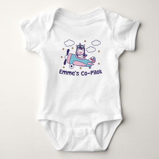 Emmes andrepilot - Enhörningsflygplan T Shirt (Framsida)