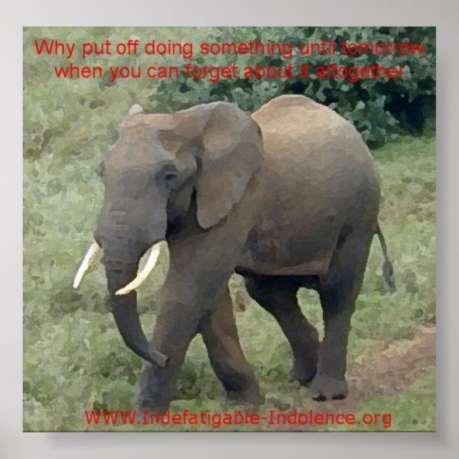 Emmet the Elephant on Procrastination Poster (Framsidan)