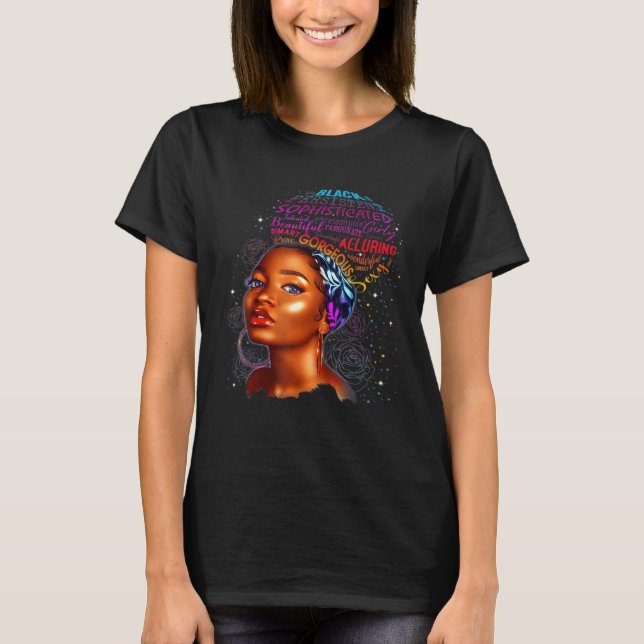 Emmotoriserade, vackra, svarta kvinnor t shirt (Framsida)