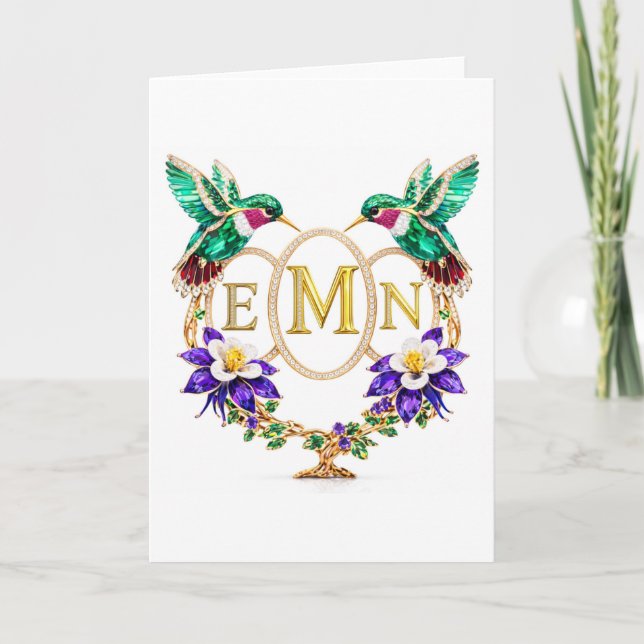 EMN Hummingbird Any Letters Custom Folded Wedding Inbjudan (Framsida)