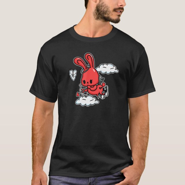 Emo Bunny Emo Angel Alt Aesthetic Soft Goth Valent T Shirt (Framsida)