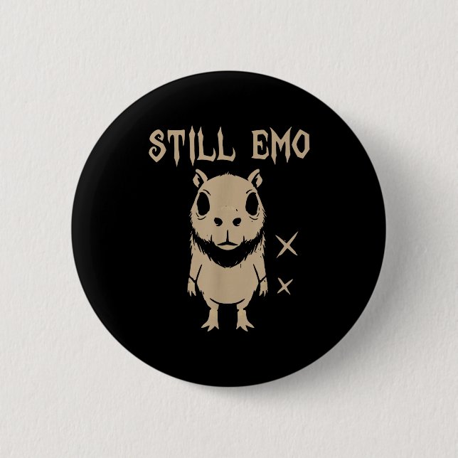 Emo Capybara Goth Punk Fortfarande Emo Knapp (Framsida)