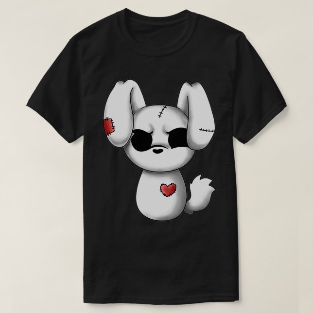 Emo Chibi Kawaii Påsk Goth Emo Bunny Pullover T Shirt (Design framsida)
