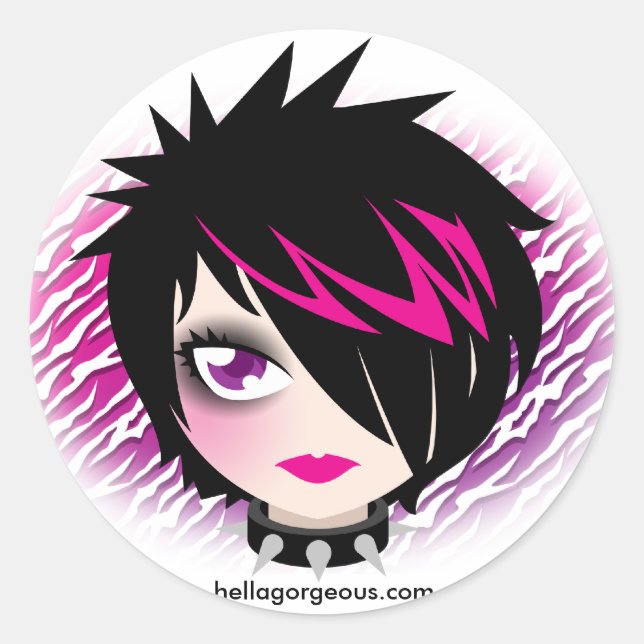 Emo Cutie Sticker Runt Klistermärke (Framsida)