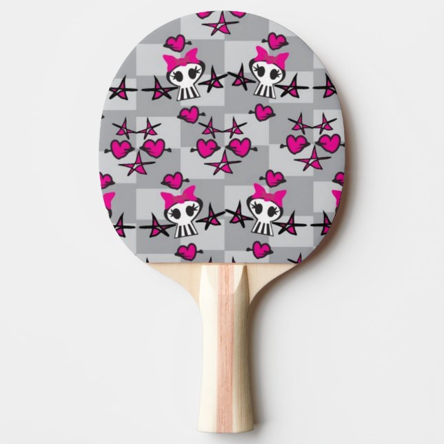 Emo döskallarmönster pingisracket (Framsidan)
