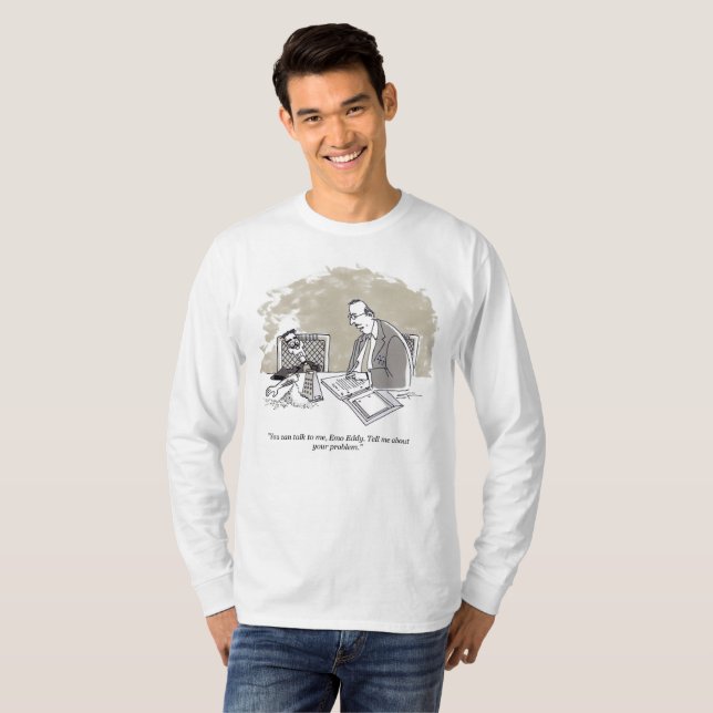 Emo Eddy vit långärmad t-shirt (Hel framsida)