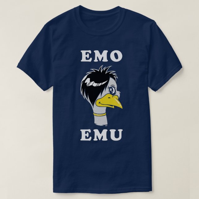 Emo Emu Funny Metall Goth Emu Bird T Shirt (Design framsida)