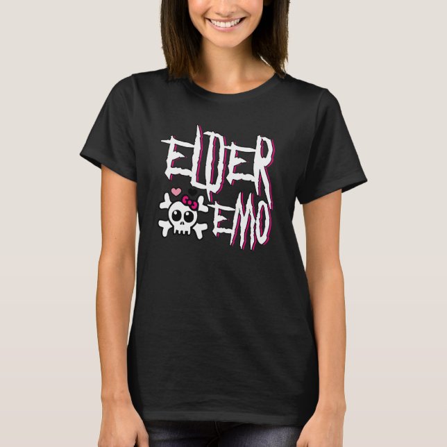 Emo Forever Rosa Skull 2000s Kid Punk an Elder Emo T Shirt (Framsida)