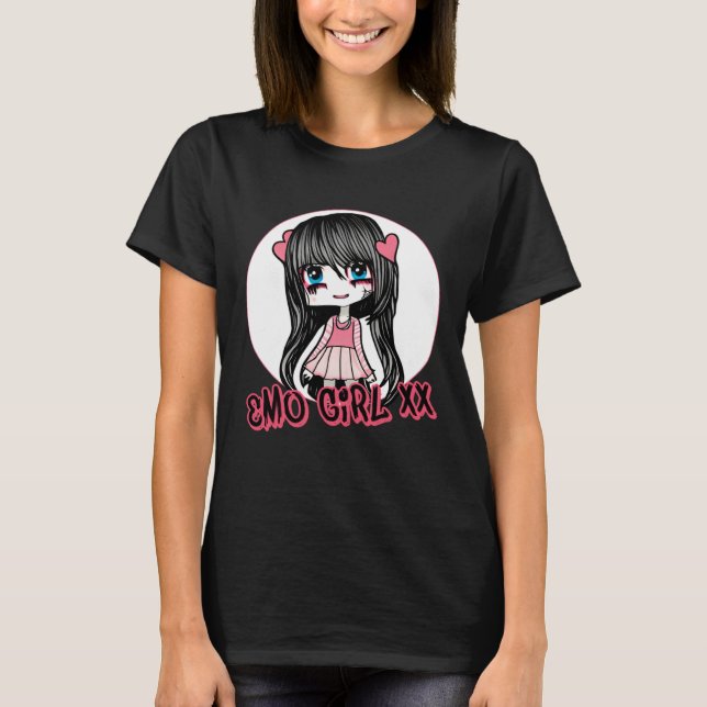 Emo Girl Cute Scene Aesthetic Punk Music Fläkt pul T Shirt (Framsida)