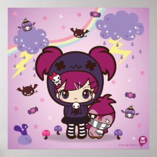 Emo Girl Haruka och Spitzen Penguin Poster