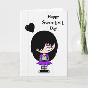 Emo Girl med svart hjärta för svensk dag Kort