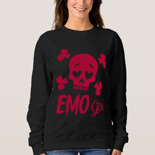 Emo Girl Pink Skull Goth Scene Kid Emo Music 2000s T Shirt (Framsida)