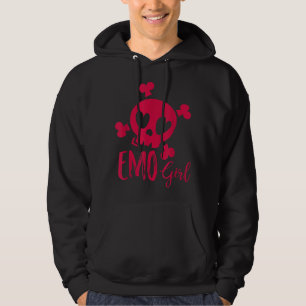 Emo Girl Rosa Skull Emo Goth Music Tonåringars Emo Hoodie