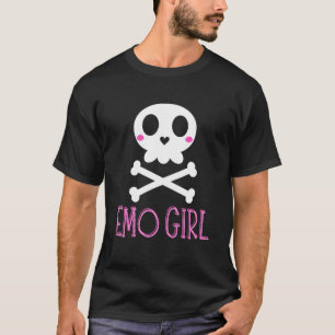Emo Girl Rosa Skull med Bow Tie Emo Goth Emotiona T Shirt