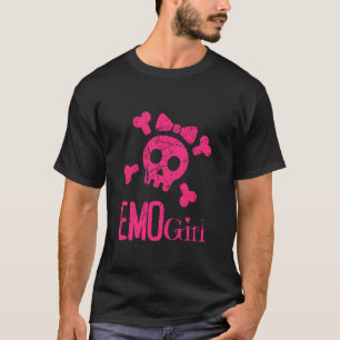 Emo Girl Rosa Skull med Bow Tie Emo Goth Emotiona T Shirt