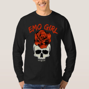 Emo Girl Rosa Skull med Ro Emo Goth Emotional T T Shirt